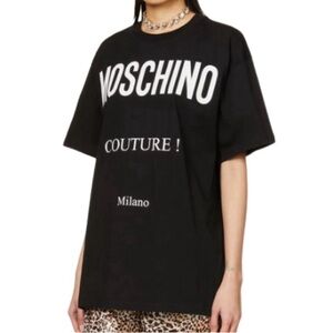 NWT Moschino Couture Black with White Logo Tee - Sz 12